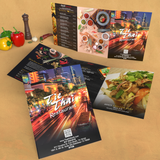 An example of custom tri-fold menu printing available at CdesignsPrint.