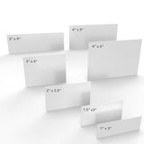 An illustration of the seven size options for custom brand stickers available from CdesignsPrint.