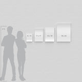 An illustration of the 4 size options for custom printed small format posters from CdesignsPrint.