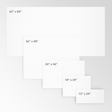 An illustration of the 5 rectangle sizes for custom printed floor decals available from CdesignsPrint.