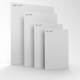 An illustration of the 4 sizes available for custom printed rectangular postcard magnets from CdesignsPrint.