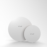 An illustration of the 2 sizes for custom round postcard-sized logo magnets available from CdesignsPrint.