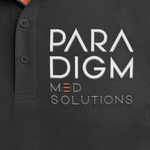 A close up logo image example for embroidered golf polo shirts.