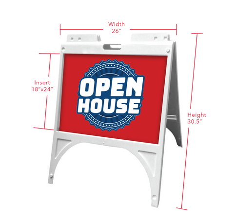 An A frame sign custom printed by CdesignsPrint for an open house.
