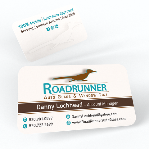 Roadrunner Auto Glass Business Cards (Premium 16 Pt. Low Sheen)