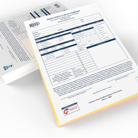 An example of custom carbonless copy forms available from CdesignsPrint.