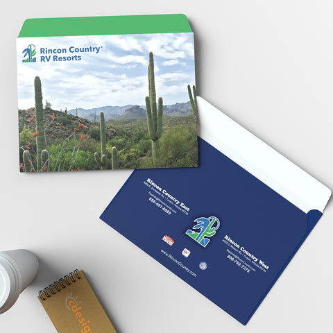 An example of custom company envelopes in 9x12 available from CdesignsPrint.