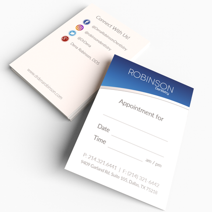 Custom printed appointment reminder cards designed and printed by  CdesignsPrint.