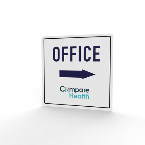 An example of a custom printed rounded square aluminum office sign available from CdesignsPrint.