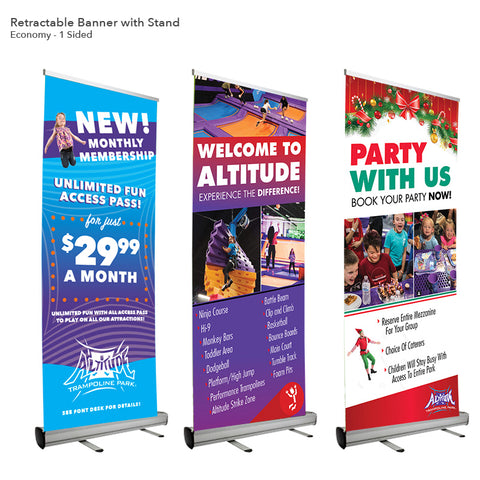 An example of custom printed retractable banners for trade shows available from CdesignsPrint.