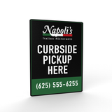 An example of a custom printed rectangle aluminum sign for curbside pickup available from CdesignsPrint.