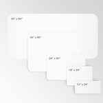 An illustration of the 5 rounded rectangle sizes for a custom printed floor decal available from CdesignsPrint.