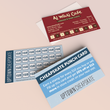 An example of custom loyalty card printing from CdesignsPrint.