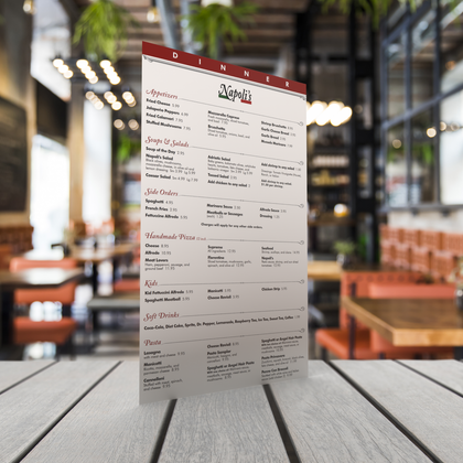 An example of custom menu printing services from CdesignsPrint.