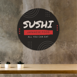 An example of custom printed restaurant window decals available from CdesignsPrint.