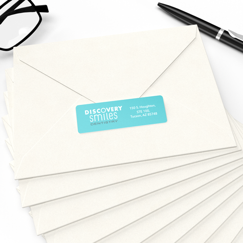 An example of custom printed return address stickers available from CdesignsPrint.