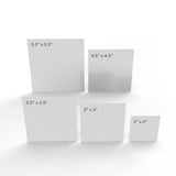 An illustration of the five size options for custom branding stickers available from CdesignsPrint.