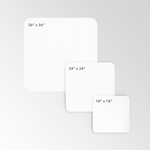 An illustration of the 3 sizes of personalized floor decals available from CdesignsPrint.