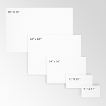 An illustration of the five size options for custom retail store window decals from CdesignsPrint.