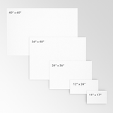 An illustration of the five size options for custom retail store window decals from CdesignsPrint.