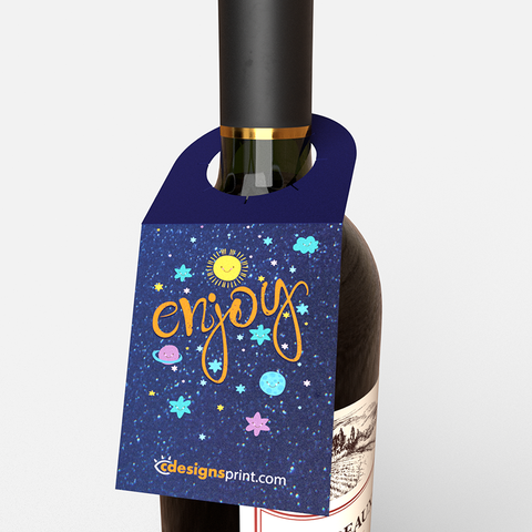 An example of custom printed wine bottle gift tags available from CdesignsPrint.